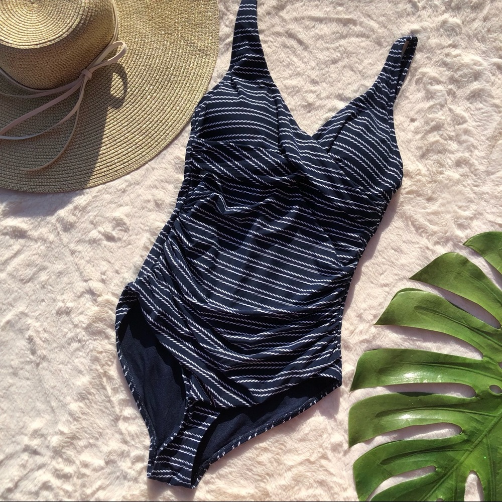 Nip Tuck Cross Front Tummy Control One Piece Swimsuit